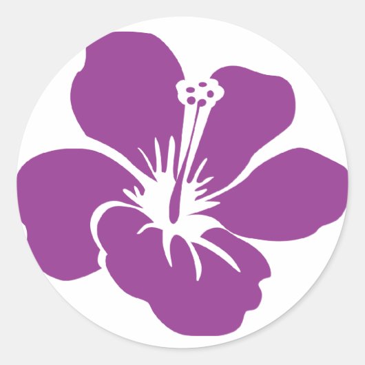 Paarse Hibiscus Tropische bruiloft gunst Stickers (Voorkant)