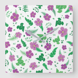 Paarse Hibiscus Vierkante Klok