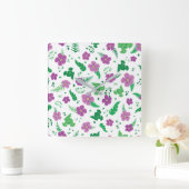 Paarse Hibiscus Vierkante Klok (Huis)