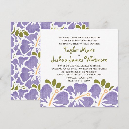 Paarse hibiscus Wedding-uitvindingen Kaart (Voorkant / Achterkant)