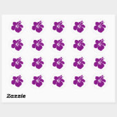 paarse hibiscusbloem ronde sticker (Vel)