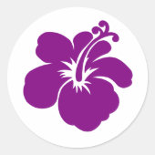 paarse hibiscusbloem ronde sticker (Voorkant)