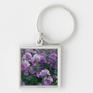 Paarse hibiscusbloemen sleutelhanger