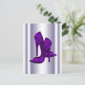 Paarse hiel- en hiel-schoenen briefkaart (Staand voorkant)