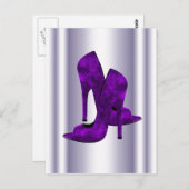 Paarse hiel- en hiel-schoenen briefkaart (Voorkant / Achterkant)