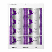 Paarse hiel- en zilvereveningspartiest etiket (Full Sheet)