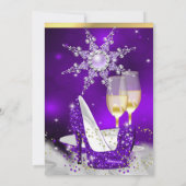 Paarse hiel-schokken met zilver Gold Champagne Par Kaart (Achterkant)