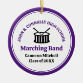 Paarse High School Marching Band Aangepaste Kerstm Keramisch Ornament (Voorkant)