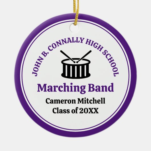 Paarse High School Marching Band Aangepaste Kerstm Keramisch Ornament (Voorkant)