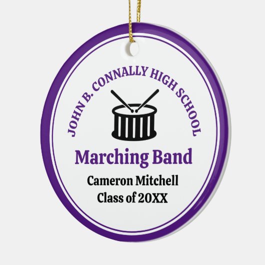 Paarse High School Marching Band Aangepaste Kerstm Keramisch Ornament (Links)