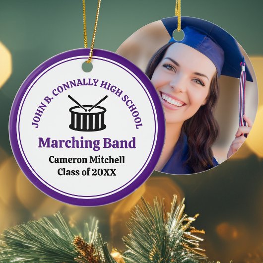 Paarse High School Marching Band Aangepaste Kerstm Keramisch Ornament