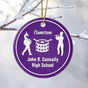Paarse High School Marching Band Aangepaste Kerstm Keramisch Ornament