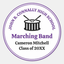 Paarse High School Marching Band Custom Party Ronde Sticker