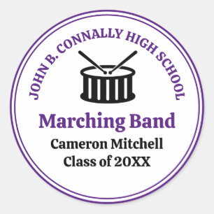 Paarse High School Marching Band Custom Party Ronde Sticker
