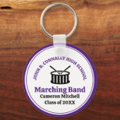 Paarse High School Marching Band gepersonaliseerd Sleutelhanger (Voorkant)