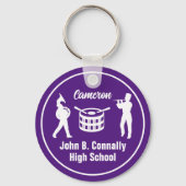 Paarse High School Marching Band gepersonaliseerd Sleutelhanger (Voorkant)