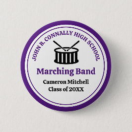 Paarse High School Marching Band Naam Tag Ronde Button 5,7 Cm