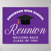 Paarse High School Reunion Custom Alumni Welkom Poster (Voorkant)