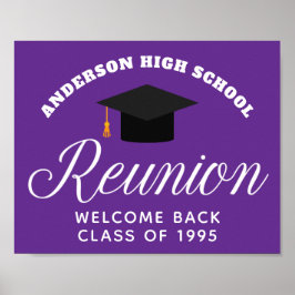 Paarse High School Reunion Custom Alumni Welkom Poster