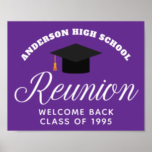 Paarse High School Reunion Custom Alumni Welkom Poster