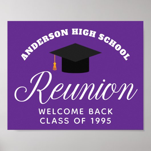 Paarse High School Reunion Custom Alumni Welkom Poster (Voorkant)