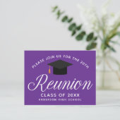 Paarse High School Reunion Custom Party Briefkaart (Staand voorkant)