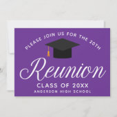 Paarse High School Reunion Custom Party Kaart (Voorkant)