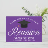 Paarse High School Reunion Custom Party Kaart (Staand voorkant)