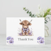 Paarse Highland Koe Flat Bedankt Card (Staand voorkant)