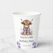 Paarse Highland Koe verjaardagsfeest Papieren Bekers (Achterkant)