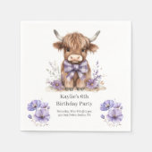 Paarse Highland Koe verjaardagsfeest Servet (Voorkant)