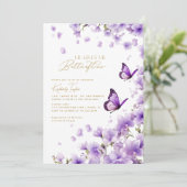 Paarse hij geeft me vlinders Vrijgezellenfeest Kaart (Staand voorkant)
