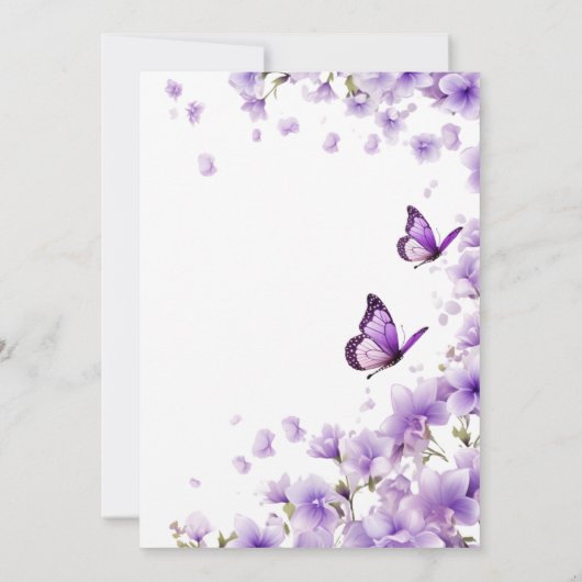 Paarse hij geeft me vlinders Vrijgezellenfeest Kaart (Achterkant)