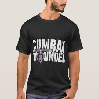 Paarse Hij Militaire Veteraan Gewonde Soldaat T-shirt