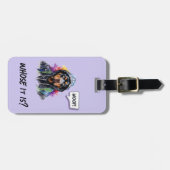Paarse Hip Hop Rottweiler Bagagelabel (Voorkant horizontaal)