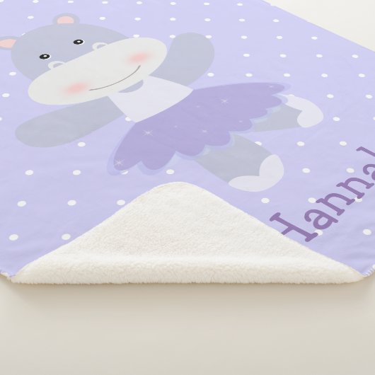Paarse Hippo Ballerina meisje Sherpa Deken (3/4)