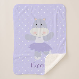 Paarse Hippo Ballerina meisje Sherpa Deken