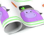 Paarse Hippo Birthday Design Cadeaupapier (Rol Hoek)