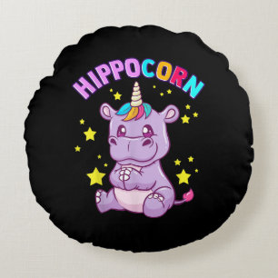 Paarse Hippo Corn Hippo Corn Hippopotamus Lover Rond Kussen