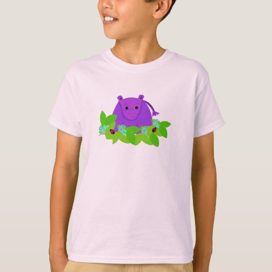 Paarse Hippo met Ladybugs T-shirt (Voorkant)
