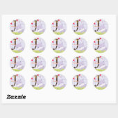 Paarse Hippo stickers/voeg monogram/diy achtergron Ronde Sticker (Vel)