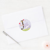 Paarse Hippo stickers/voeg monogram/diy achtergron Ronde Sticker (Envelop)