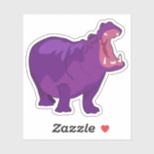 Paarse Hippo Vector Sticker (Vel)