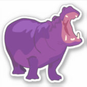 Paarse Hippo Vector Sticker (Voorkant)