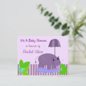 Paarse Hippopotamus Baby shower Kaart (Staand voorkant)