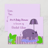 Paarse Hippopotamus Baby shower Kaart (Voorkant / Achterkant)