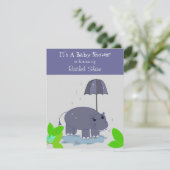 Paarse Hippopotamus Baby shower Kaart (Staand voorkant)