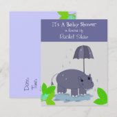 Paarse Hippopotamus Baby shower Kaart (Voorkant / Achterkant)