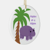 Paarse Hippopotamus met palmboom Keramisch Ornament (Rechts)