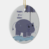Paarse Hippopotamus met Umbrella Keramisch Ornament (Rechts)